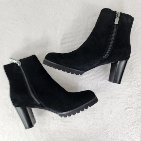 Blondo Rana Black Suede Waterproof Heeled Boots with side zip. Sturdy tread NWOT - Picture 6 of 12